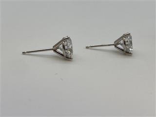 14K White Gold 2 CTW Round Diamond Stud Earrings 1.4g